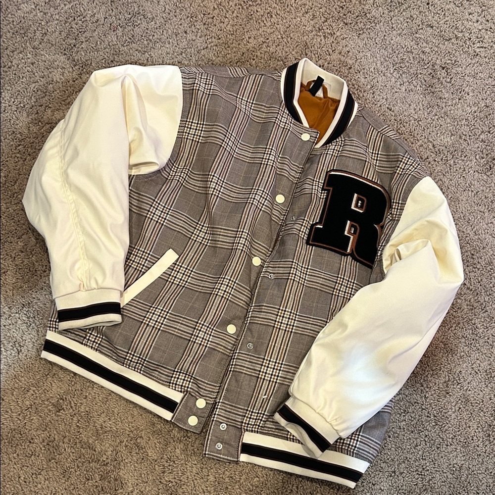 H&M puffy letterman’s jacket letter R